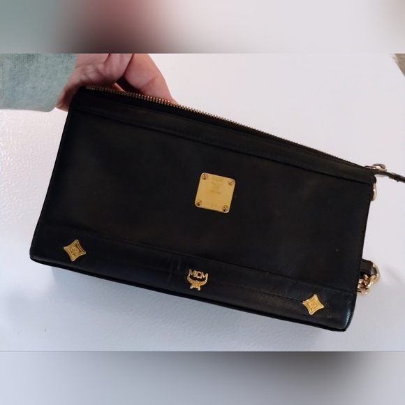 MCM Studded Shoulder Bag Black/Gold - Picture 3 of 14